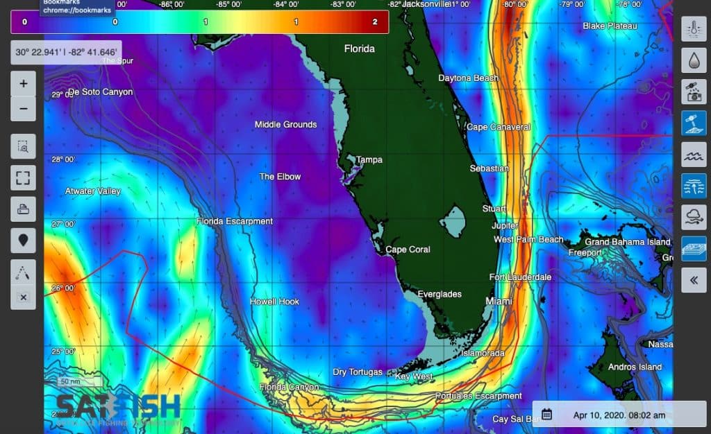 Florida Fishing Maps   SatFish Florida OceanCurrents 