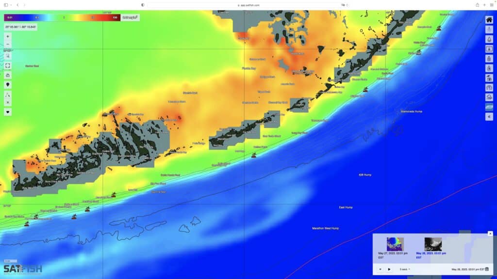 SatFish chlorophyll map for fishing in the Florida Keys